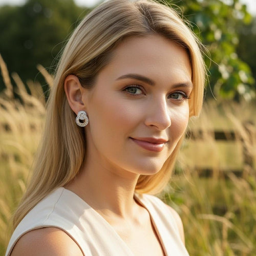 Circle Zirconia Crystal Stud Earrings - Wedding Earrings - Bridal Earrings - Bridesmaid Earrings - Diamond Earrings