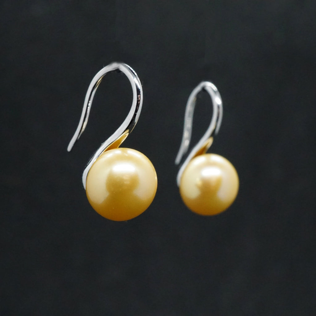 Sterling Silver Pearl Drop Earrings - White, Black, Purple or Gold Pearl