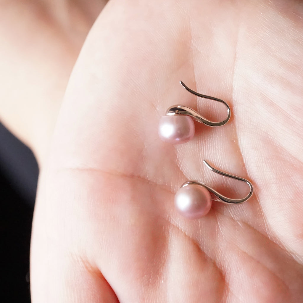 Sterling Silver Pearl Drop Earrings - White, Black, Purple or Gold Pearl