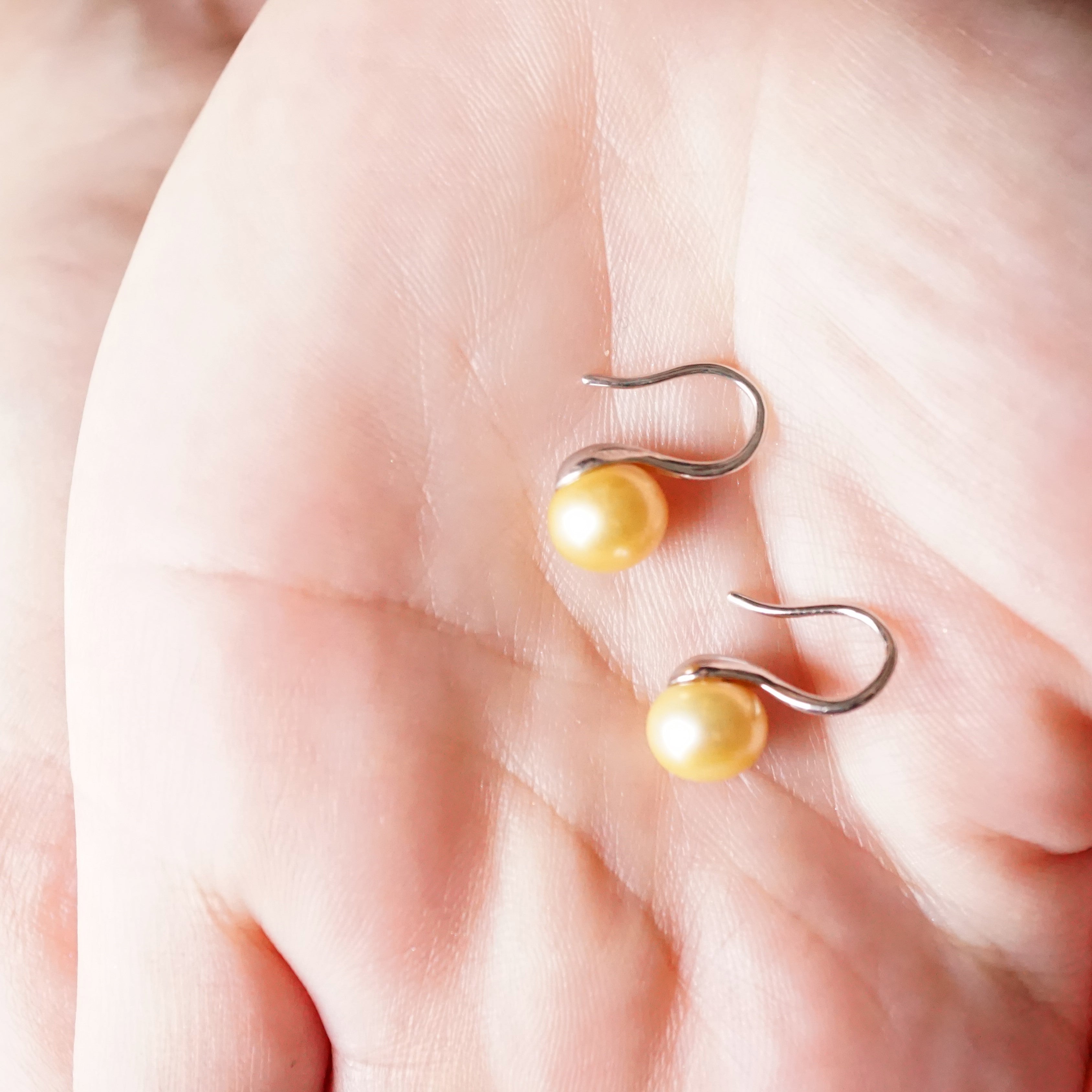 Sterling Silver Pearl Drop Earrings - White, Black, Purple or Gold Pearl