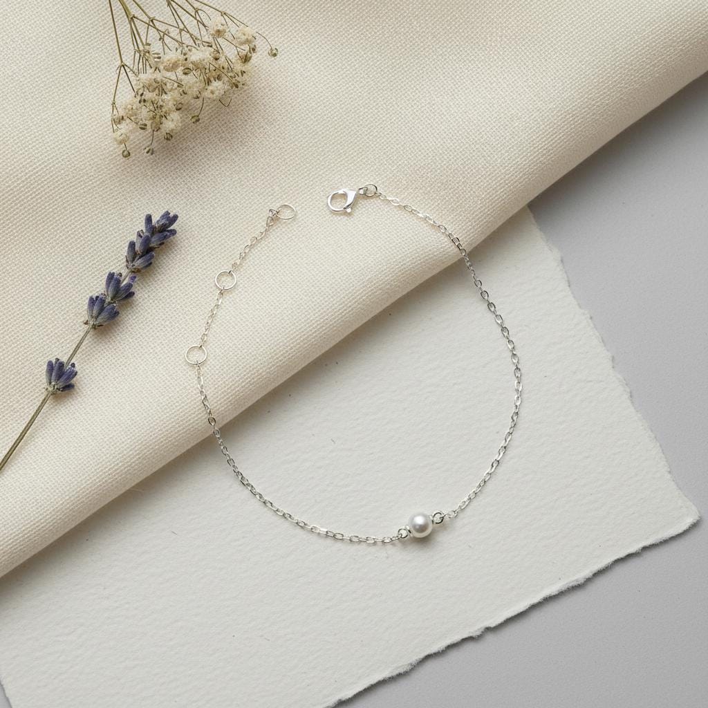Dainty Pearl Bracelet, minimalist gold & silver chain, freshwater gem jewelry for women, delicate everyday style, bridesmaid gift