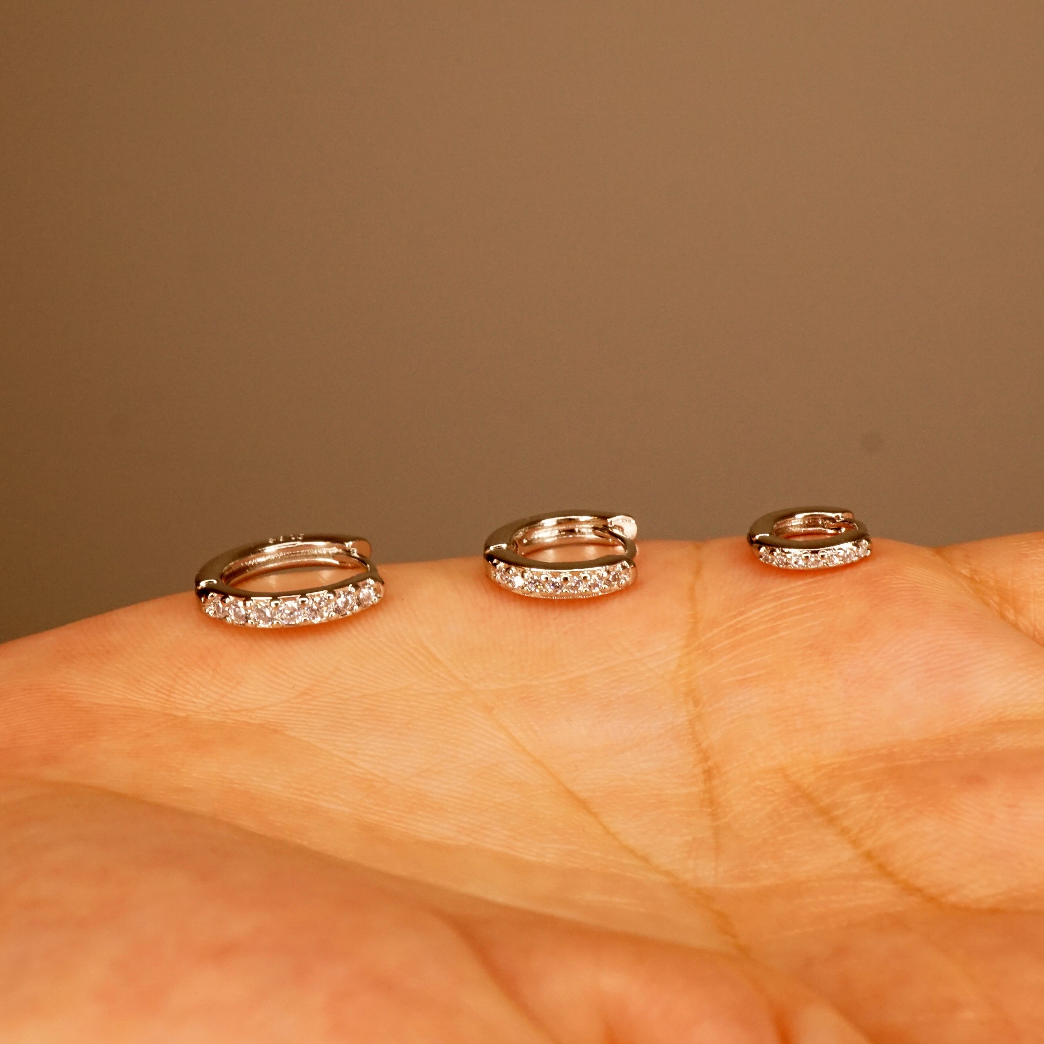 Minimalist CZ Huggie Hoop Earrings - Silver, Gold or Rose Gold
