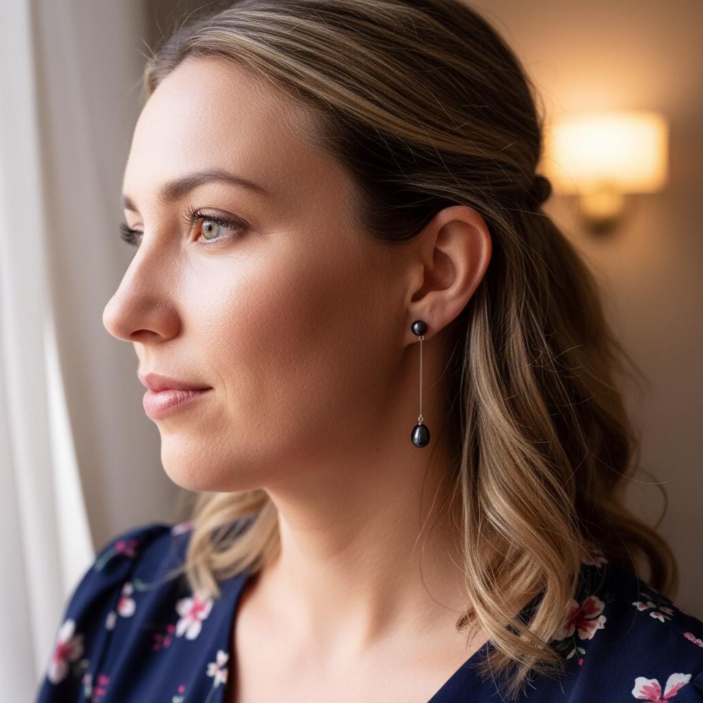 Elegant Long Freshwater Pearl Drop Earrings - Dainty White & Black Pearl Dangle Earrings - Genuine Pearls Bridal Jewelry Gift