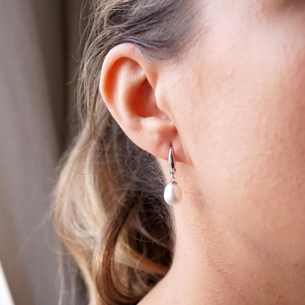 Elegant Pearl Drop Earrings | Sterling Silver Dangle | White or Black Freshwater Pearl Jewelry | Timeless Gift for Her