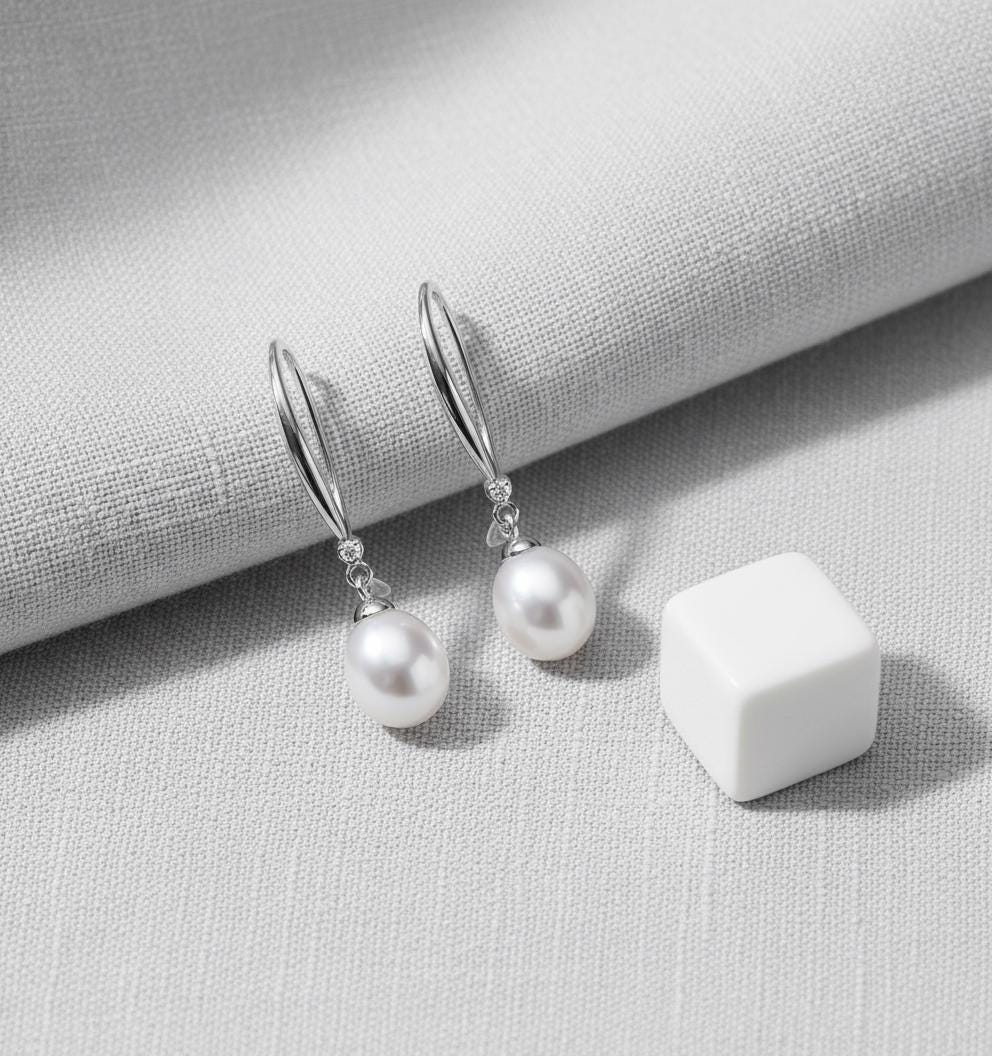 Elegant Pearl Drop Earrings | Sterling Silver Dangle | White or Black Freshwater Pearl Jewelry | Timeless Gift for Her