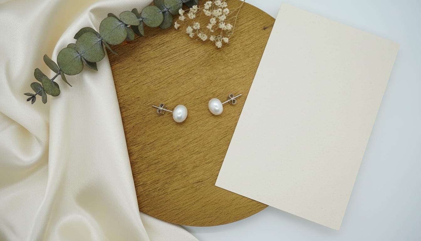 Elegant Pearl Stud Earrings - White & Blue Classic Round Pearls | Minimalist Everyday Jewelry Gift for Her