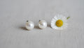 Elegant Pearl Stud Earrings - White & Blue Classic Round Pearls | Minimalist Everyday Jewelry Gift for Her