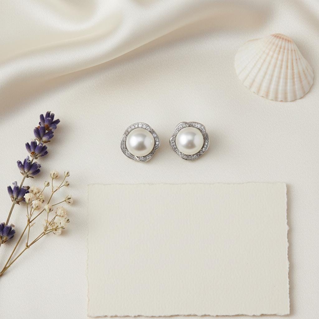 Elegant Pearl Stud Earrings | Sterling Silver Pearl Jewelry | Dainty Bridal Gift for Her | Wedding Earrings | Bridesmaid gift