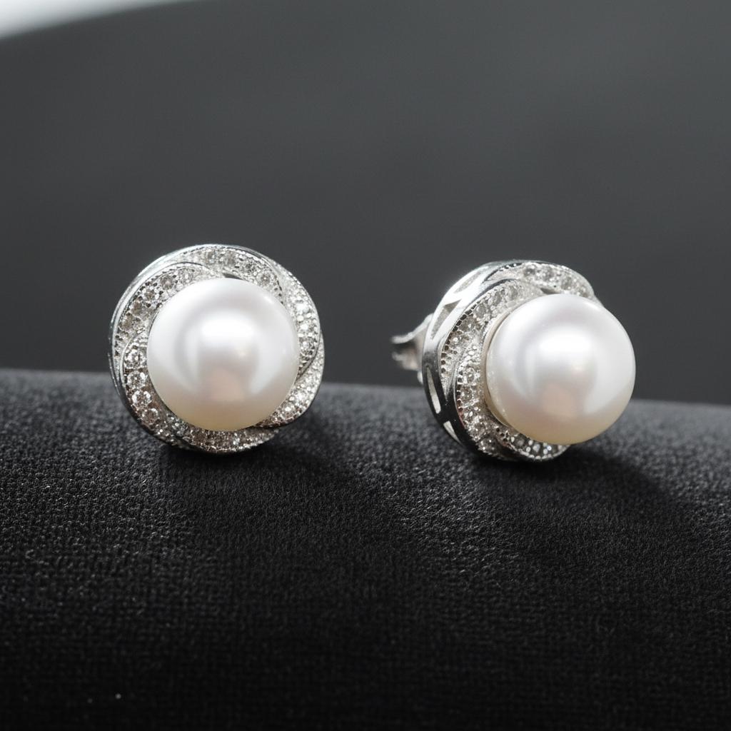 Elegant Pearl Stud Earrings | Sterling Silver Pearl Jewelry | Dainty Bridal Gift for Her | Wedding Earrings | Bridesmaid gift