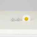 Flower Stud Earring, Dainty Star Floral CZ Studs in Gold or Silver, Minimalist Sparkle Earrings, Cute Everyday Jewelry Gift for Her