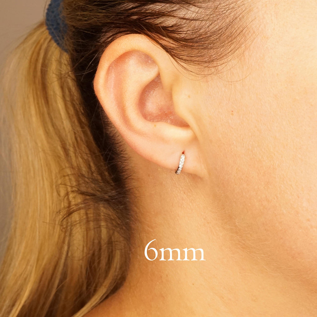 Minimalist CZ Huggie Hoop Earrings in Sterling Silver, 6, 8 or 10mm Hoops, Various Sizes, Skinny Hoops, Silver or Gold, Simple Hoop Earrings