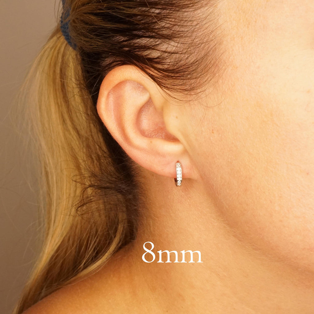 Minimalist CZ Huggie Hoop Earrings in Sterling Silver, 6, 8 or 10mm Hoops, Various Sizes, Skinny Hoops, Silver or Gold, Simple Hoop Earrings