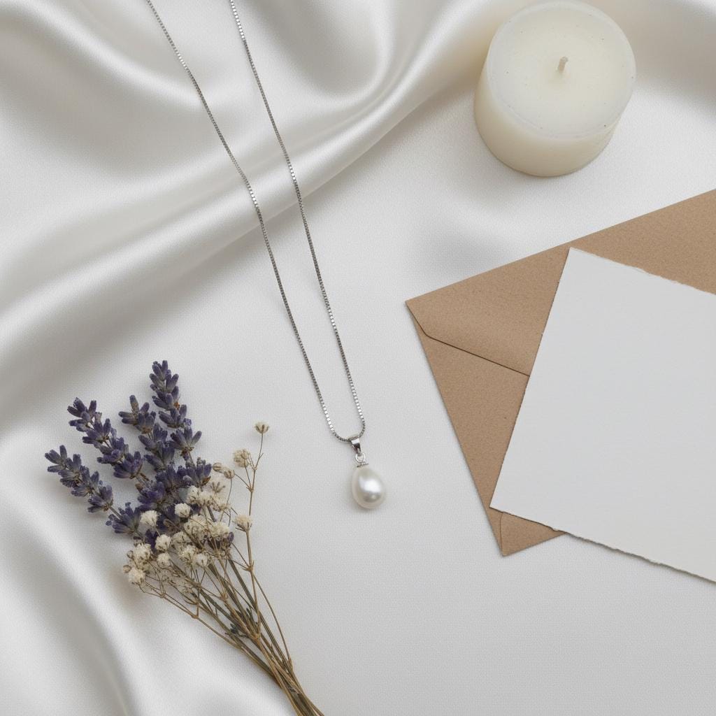 Minimalist Pearl Drop Necklace | Dainty Freshwater Pearl Pendant | Wedding Necklace | Bridesmaid Gift for Her | White & Black Pearl