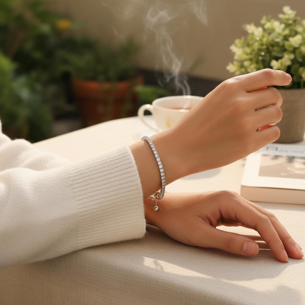 Moissanite Tennis Bracelet, Dainty Moissanite Tennis Bracelet, Sterling Silver Adjustable Bolo Bracelet, Bridal Gift, Wedding Jewelry