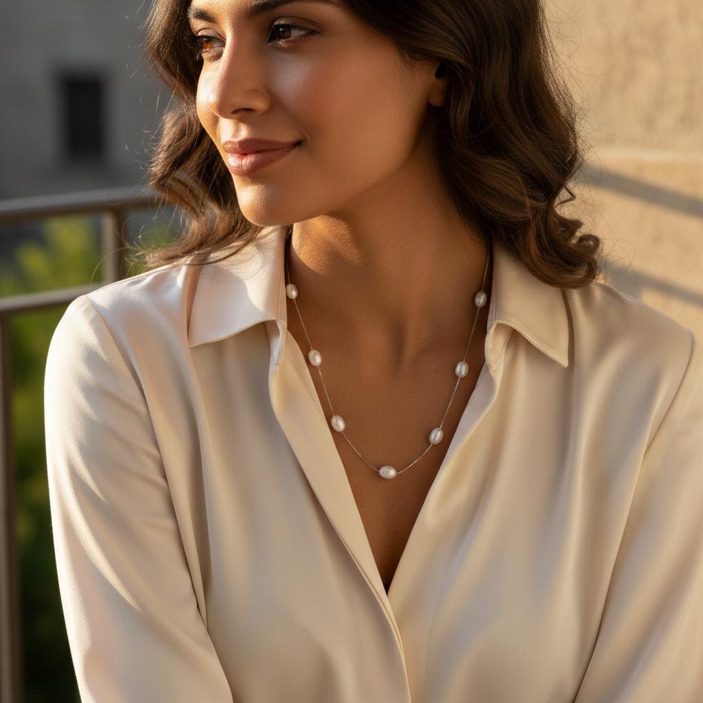 Natural Freshwater Pearl Necklace, Dainty Pearl Necklace, Silver edding Necklace, Bridal Necklace, Wedding Jewellery, Mothers Day Gift