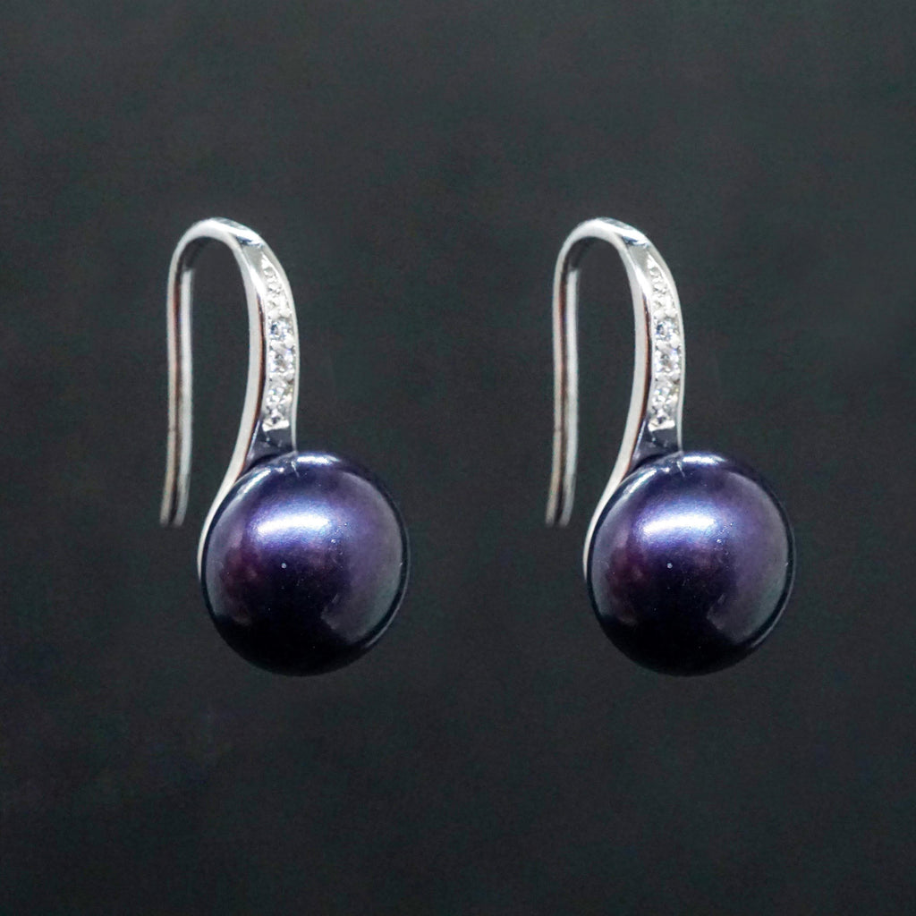 Pearl Drop Earrings, Freshwater Pearl Silver Earrings, Minimalist CZ Diamond Design, Wedding Jewelry, Bridesmaid Gift, Elegant Accessories