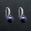 Pearl Drop Earrings, Freshwater Pearl Silver Earrings, Minimalist CZ Diamond Design, Wedding Jewelry, Bridesmaid Gift, Elegant Accessories