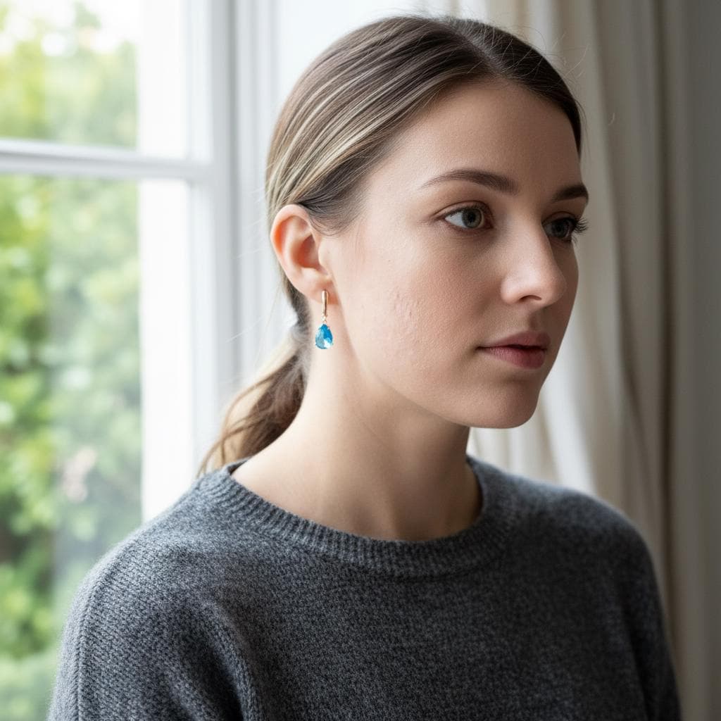 Rose Gold Blue Sapphire Drop Earrings for Women - Teardrop Gemstone Dangle Jewelry, September Birthstone Gift - Different Colours