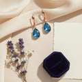 Rose Gold Blue Sapphire Drop Earrings for Women - Teardrop Gemstone Dangle Jewelry, September Birthstone Gift - Different Colours