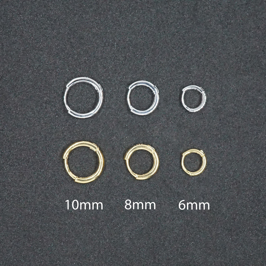 Sterling Silver Huggie Hoop Earrings, Simple Hoop Earrings - 6mm, 8mm or 10mm