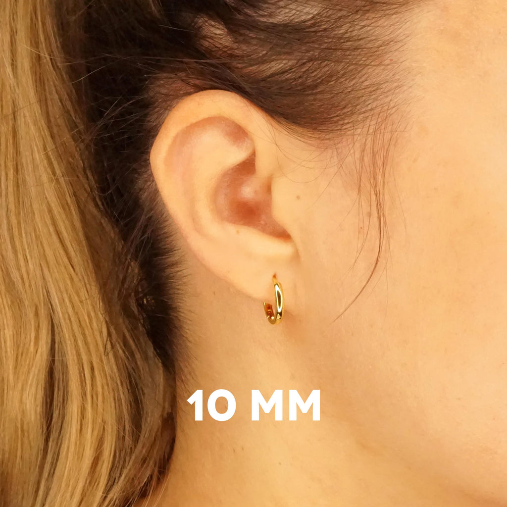 Sterling Silver Huggie Hoop Earrings, Simple Hoop Earrings - 6mm, 8mm or 10mm