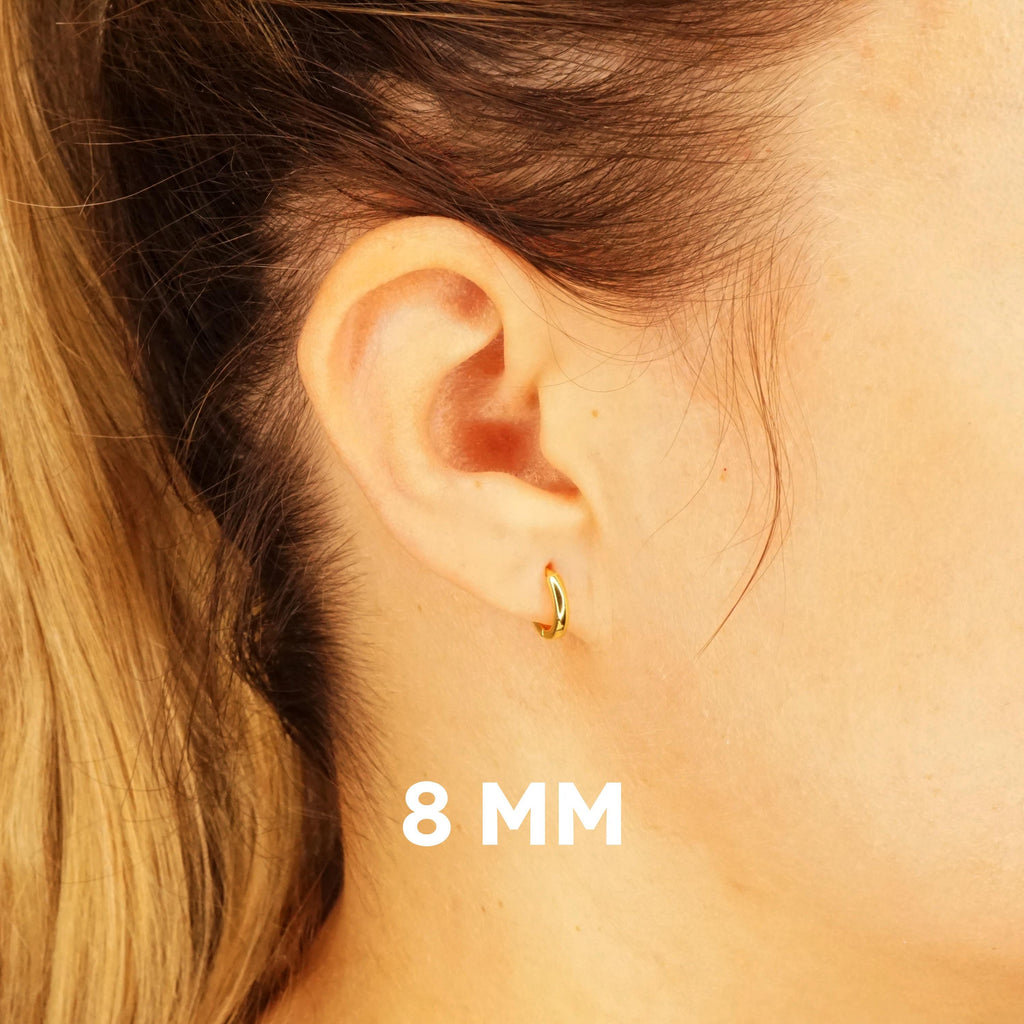 Sterling Silver Huggie Hoop Earrings, Simple Hoop Earrings - 6mm, 8mm or 10mm