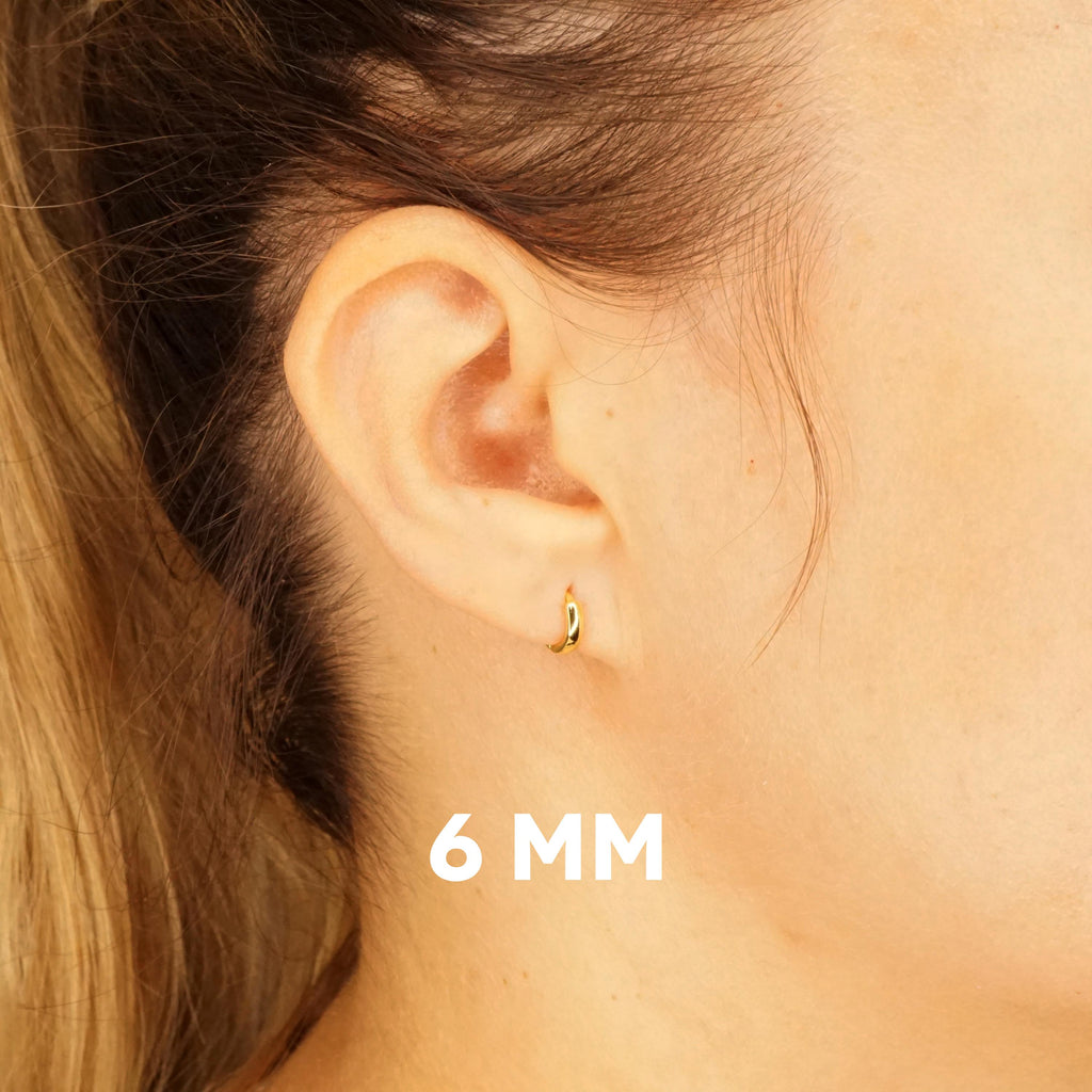 Sterling Silver Huggie Hoop Earrings, Simple Hoop Earrings - 6mm, 8mm or 10mm