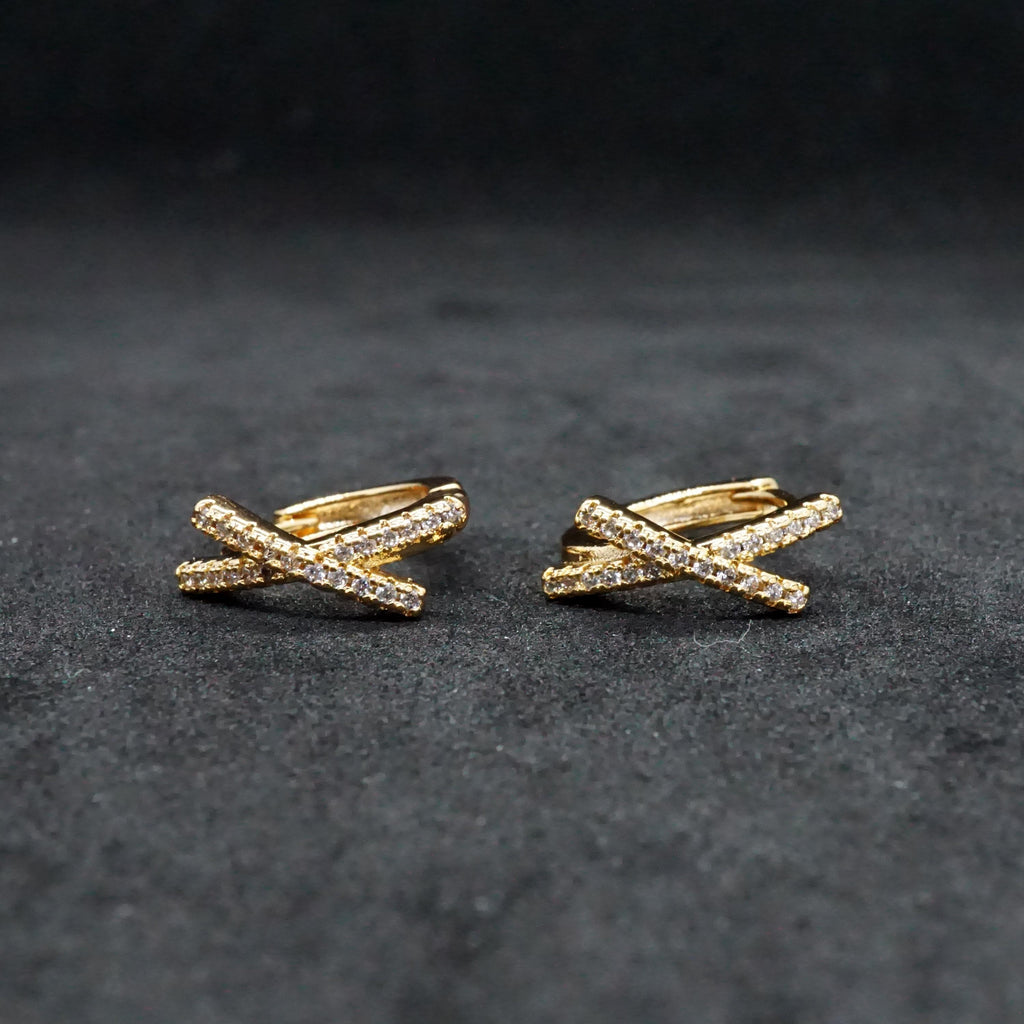 Sterling silver Double hoop earrings, CZ Pave Hoop Earrings, Silver, Gold, Rose Gold, Dainty and Delicate
