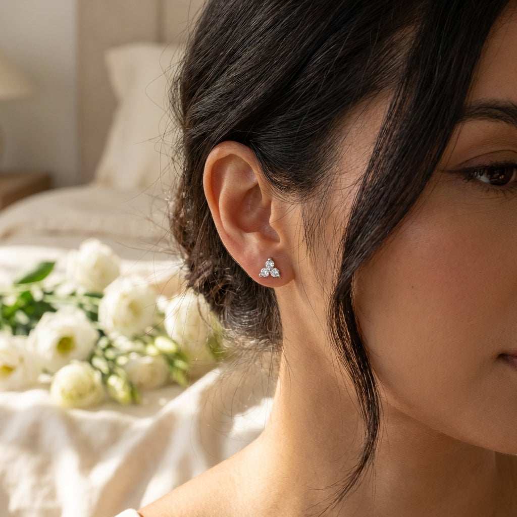 Dainty Trio Cubic Zirconia Stud Earrings