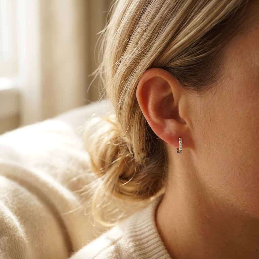 Minimalist CZ Huggie Hoop Earrings - Silver, Gold or Rose Gold
