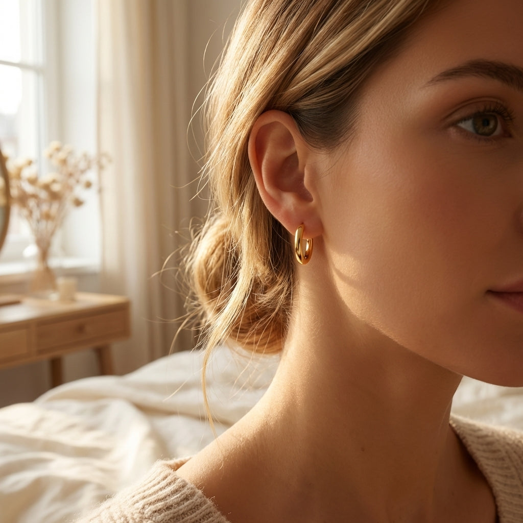 Sterling Silver Huggie Hoop Earrings, Simple Hoop Earrings
