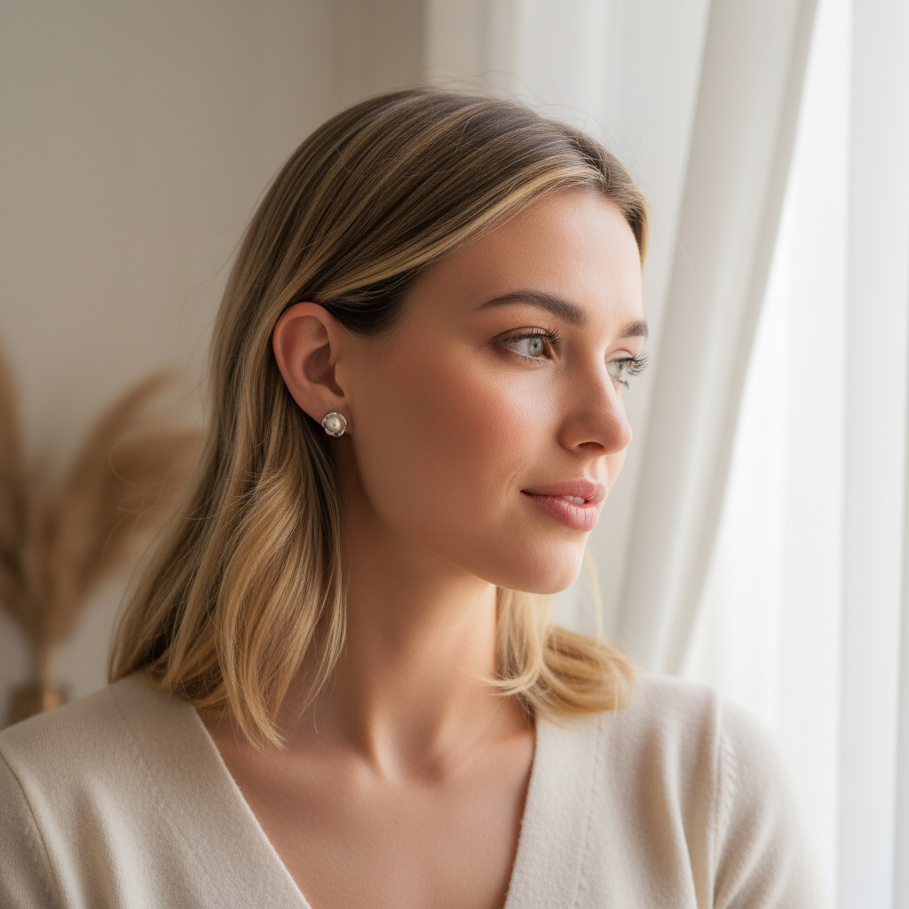 Pearl Stud Earrings - White & Deep Purple Freshwater Pearl Options