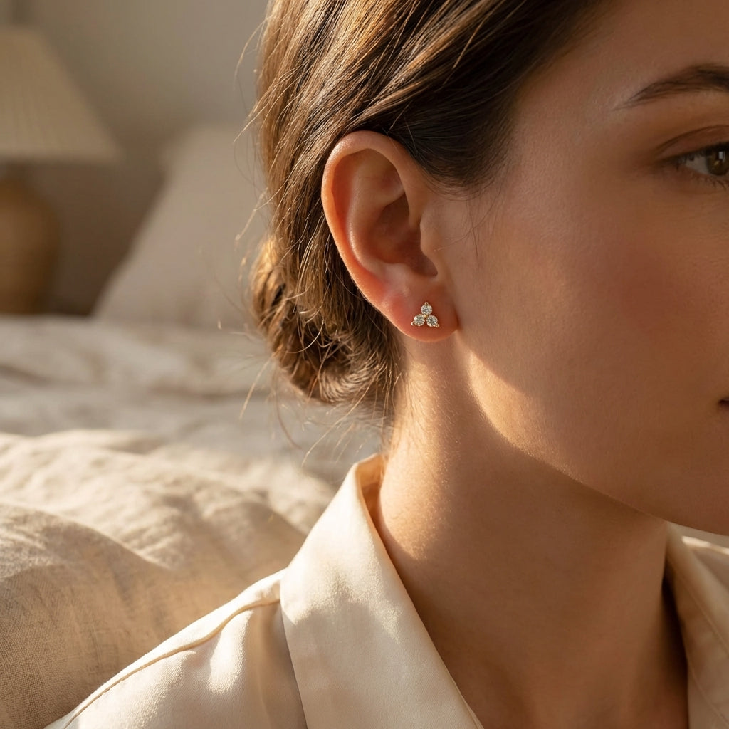 Dainty Trio Cubic Zirconia Stud Earrings