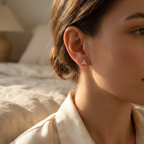 Dainty Trio Cubic Zirconia Stud Earrings