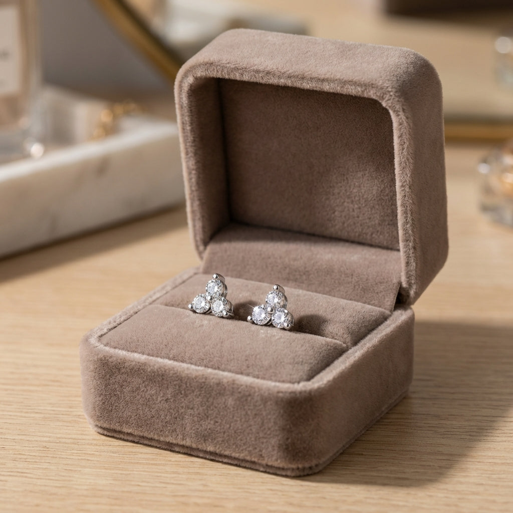 Dainty Trio Cubic Zirconia Stud Earrings