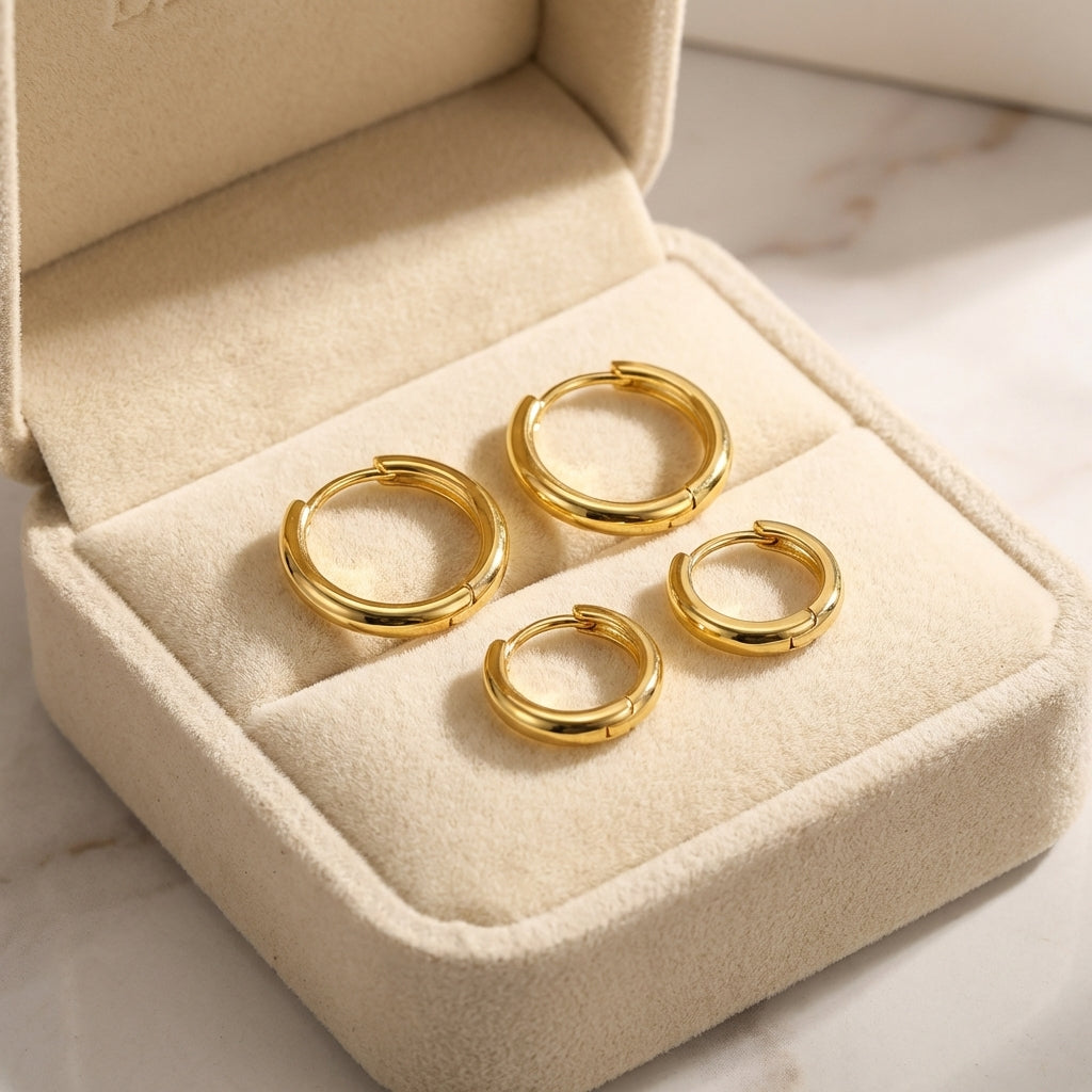 Sterling Silver Huggie Hoop Earrings, Simple Hoop Earrings