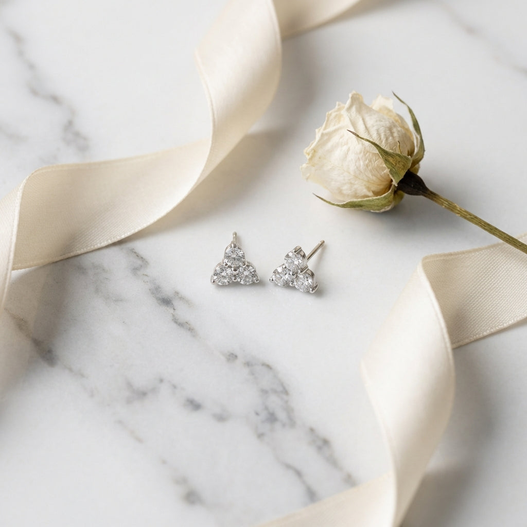 Dainty Trio Cubic Zirconia Stud Earrings