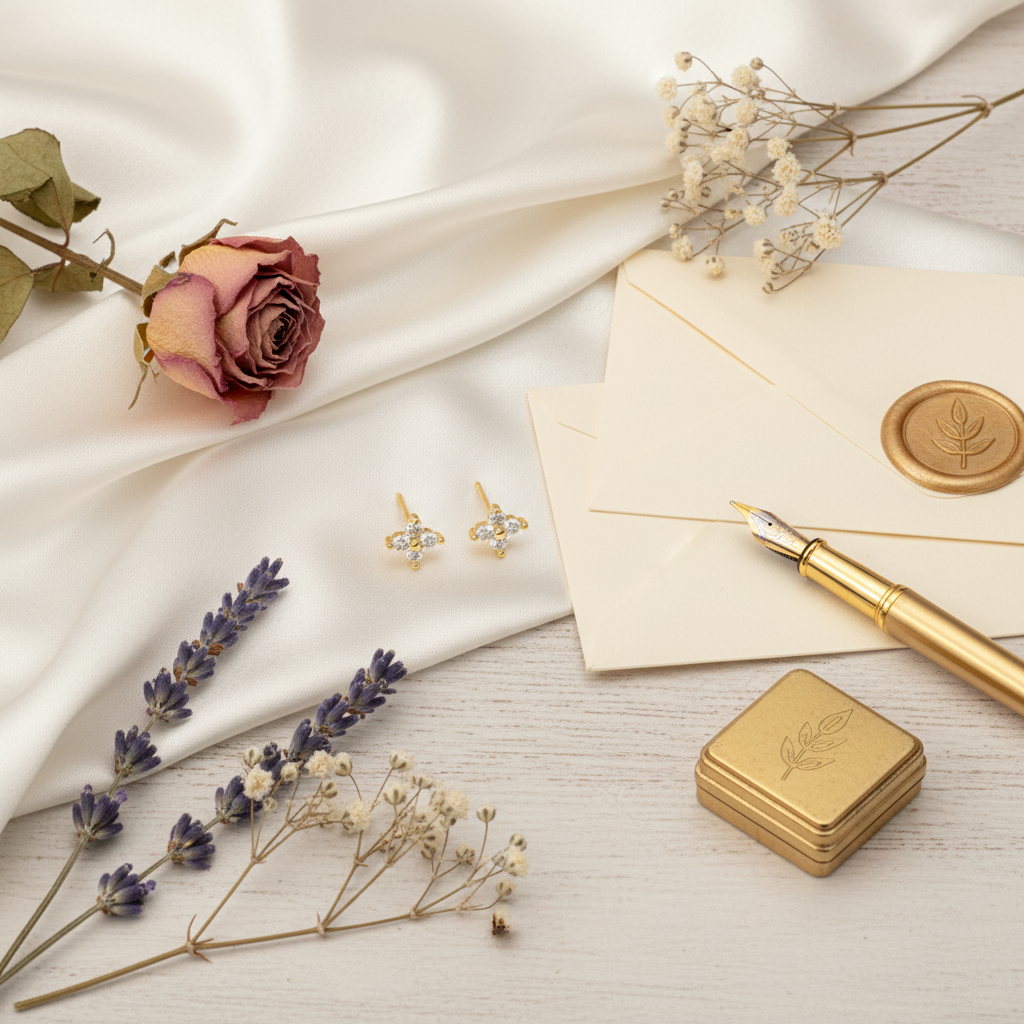 Tiny Hydrangea Flower Stud Earrings - Silver or Gold