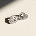 Circle Zirconia Crystal Stud Earrings - Wedding Earrings