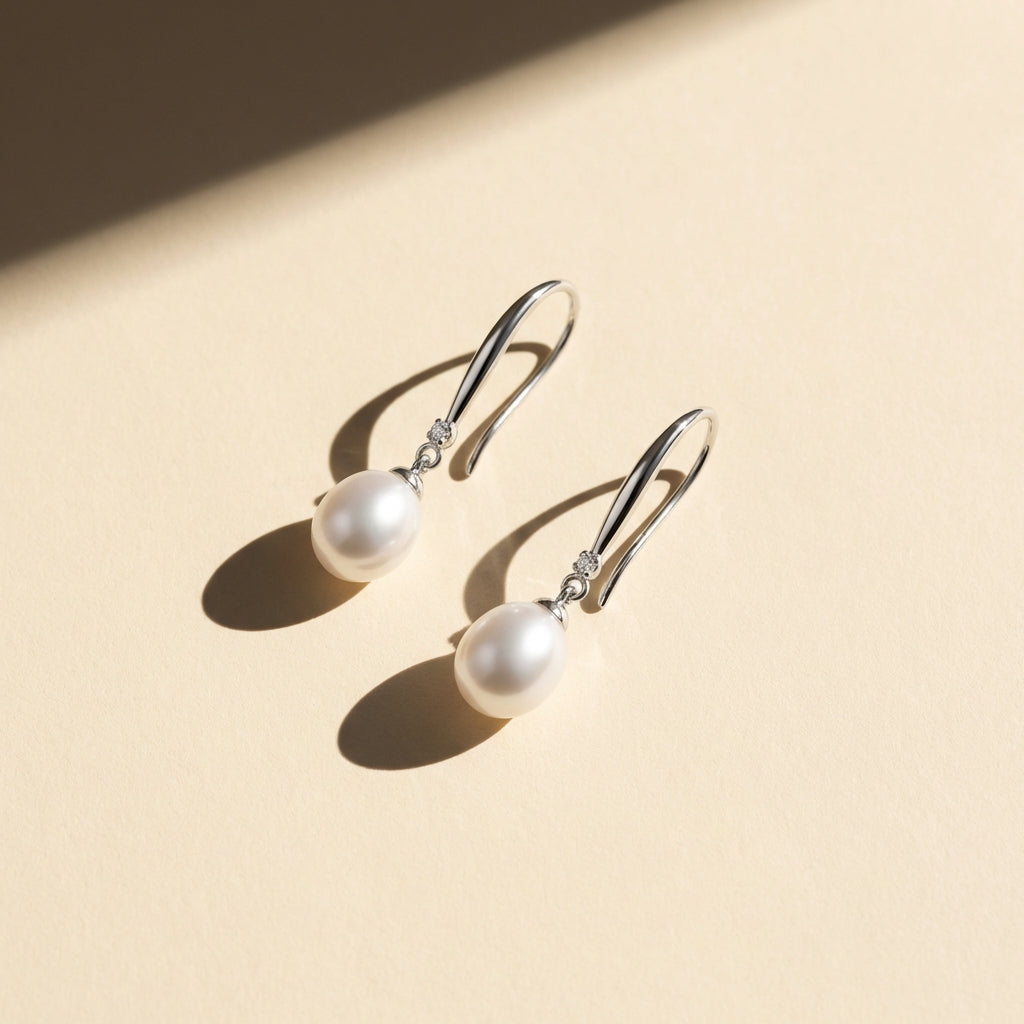 Elegant Pearl Dangle Drop Earrings - White or Black Pearl