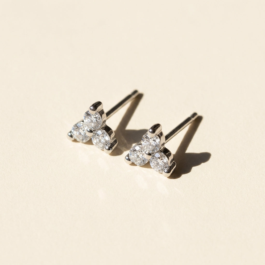 Dainty Trio Cubic Zirconia Stud Earrings