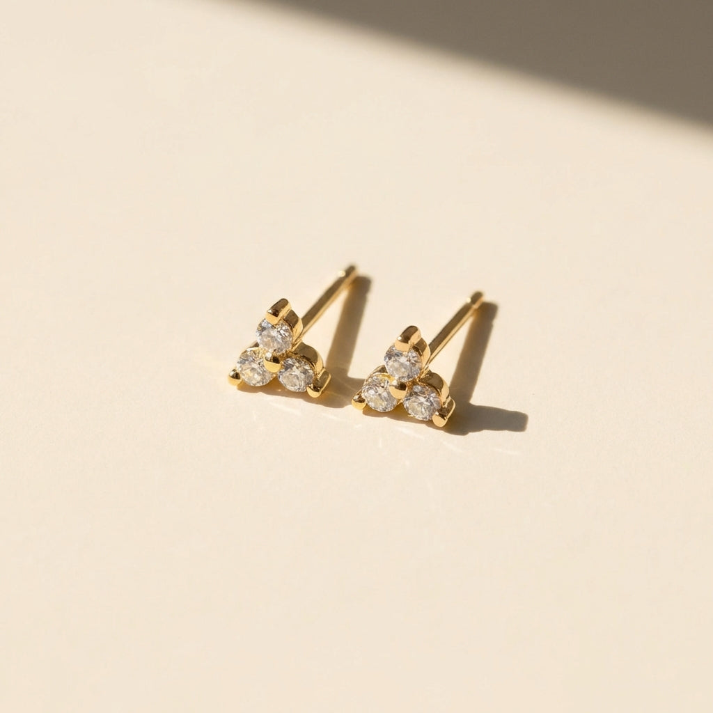 Dainty Trio Cubic Zirconia Stud Earrings