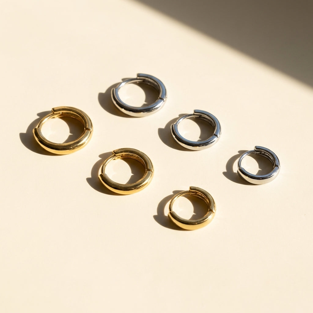 Sterling Silver Huggie Hoop Earrings, Simple Hoop Earrings