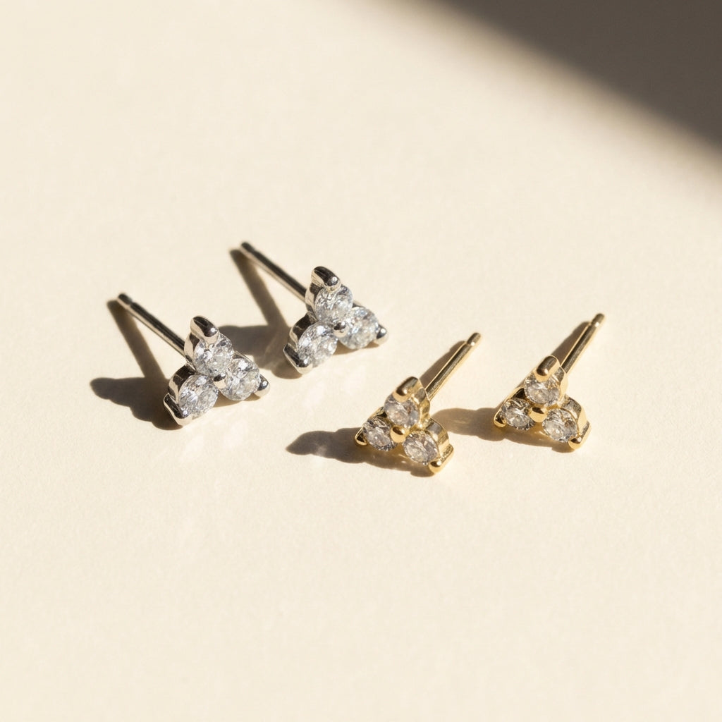 Dainty Trio Cubic Zirconia Stud Earrings